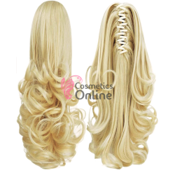 Extensie de par coada dreapta usor ondulata la varfuri cu cleste 55cm Blond Deschis Mixt 0202L15613 